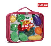 Pretend Play Food Set for Kids with Knife and Cutting Board and a Heavy-duty Tote Bag