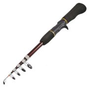 Black Foam Coated Handle 6 Sections 1.6M Telescopic Fishing Rod Pole