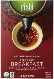 Rishi Tea Organic Black Tea, English Breakfast, 15 Count (Pack of 6)