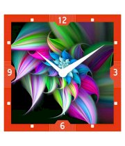 Shopkeeda Green & Purple Engineering Wood Colourful Flowers Wall Clock