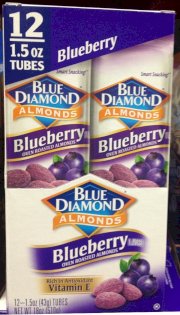 Blue Diamond Blueberry Flavored Almonds, 1.5 oz tubes, 12 tubes each box