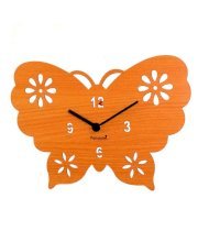 Furnish Living Brown Butterfly Clock Wooden Wall Clock