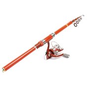 Fish Bobbers 6 Sections 2.4m Telescopic Fishing Rod Pole Red 8 in 1 Set