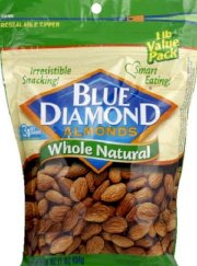 Blue Diamond Almonds Whole Natural, 16-Ounce Bags (Pack of 6)