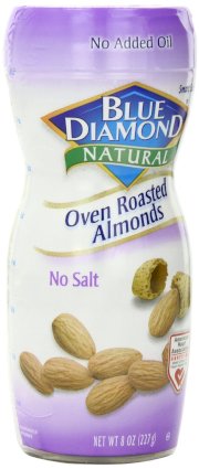 Blue Diamond Oven Roasted Almonds, No Salt, 8-ounce container (pack of 6)