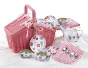 Delton Children's Tin Tea Set with Pink Daisies