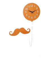 Furnish Living Brown Moustaches Clock Wooden Wall Clock