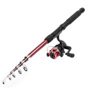 2M 6 Sections Carbon Fiber Telescopic Fishing Rod Pole w Rell Roller