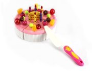 Happy Birthday Fun Cake 6 Slice Toy Food Play Set w/ 6 Candles, Happy Birthday Sign, Cake Knife