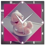  Amore Pink Teddy Analog Wall Clock (Pink) 