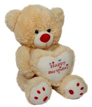 Dhoom Soft Toys Teddy Bear Beige With Happy Birthday Caption- 18inches