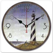  iCasso 12" 30cm Vintage Lighthouse Tower Cape Canaveral 1868 Florida Wood Wall Clock Wooden Wall Art Decor
