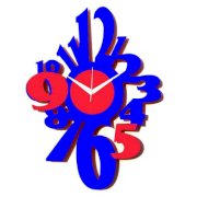 Timeline Blue and Red 9 to 5 Wall Clock TI104DE14HDTINDFUR