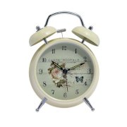 4" Quiet Non-ticking Loud Alarm Quartz Clock Blue Butterfly Rose Twin Bell Needle Alarm Clock with Nightlight