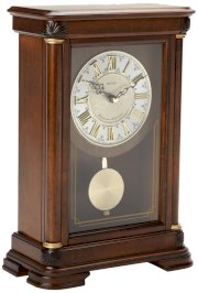 Seiko Mantel Chime with Pendulum Clock Brown Alder Case Ornamental Dial