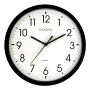  Geneva Black 13-1/2-Inch Quartz Wall Clock