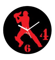 Cricket Sixer Signature Style Wall Clock in Black