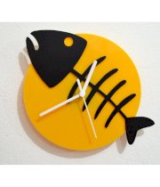 Blacksmith Fish Bone Black & Yellow Silhouette Wall Clock