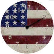 Geneva 4385G 12" US Flag MDF Wall Clock - Analog - Quartz