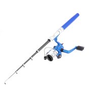 Blue Mini Pen Shaped Telescopic Fishing Rod Pole Spinning Reel Combos