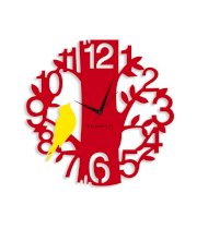 Blacksmith Red & Yellow Laminated Aluminium Sparrow On Tree Wall Clock