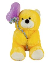 Dhoom Soft Toys Teddy Bear Balloon Happy Bithhday Yellow- 8inches