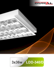 Máng đèn phản quang âm trần chóa Parabol thanh ngang nhôm sọc Duhal LDD 340/D