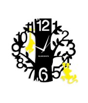 Blacksmith Black & Yellow Laminated Aluminium Monkey Hanging On A Tree Wall Clock