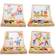 Meily(TM) Multifunctional Drawing Writing Board Magnetic Puzzle Double Easel Wooden Toy
