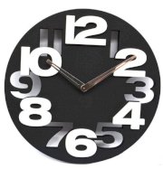 Pixnor@ 3D Big Digit Modern Contemporary Home Decor Round Wall Clock 4 Colors (Black)