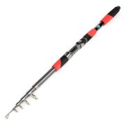Black Red 6 Sections Nonslip Handle Retractable Fishing Pole Rod 2.5M Length