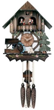 Musical Cuckoo Clock with Moving Waterwheel Tree Design