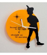 Blacksmith Peter Pan Fairytale Black & Yellow Silhouette Wall Clock