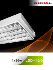Máng đèn phản quang âm trần chóa Parabol thanh ngang nhôm sọc Duhal LDD 440/D