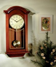  River City Clocks Chiming Regulator Wall Clock with Swinging Pendulum and Cherry Finish - 24 Inches Tall - Model # 6023C