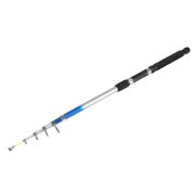 Blue Silver Tone Shell 6 Sections Telescopic Fishing Pole Rod 2.4M Long