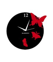 Blacksmith Black & Red Laminated Aluminium Round Butterfly Wall Clock