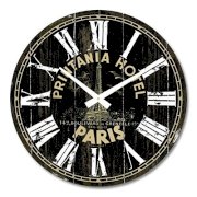  iCasso 14" Retro Vintage Printania Hotel French Country Tuscan Style Non-Ticking Silent Wood Wall Clock Wooden Wall Art Decor