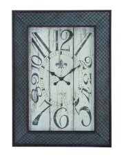  Benzara Designed Metal Wood Wall Clock with Mesh Pattern