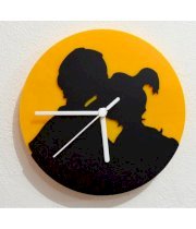 Blacksmith Couple in Love Black & Yellow Silhouette Wall Clock
