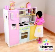 KidKraft Large Pastel Pink Wooden Children Kitchen Pretend Play Set | 53181