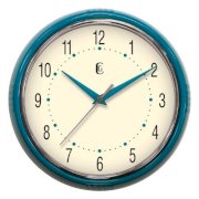  Geneva Clock Teal Plastic Diner Wall Clock, 9.5-Inch