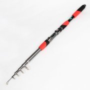 Black Red 6 Sections Foam Coated Grip Retractable Carbon Fiber Fishing Rod 2.8M