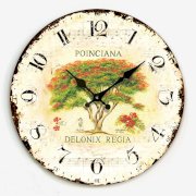  iCasso 12" Poinciana Vintage Colourful London Country Style Non-Ticking Silent Wood Wall Clock