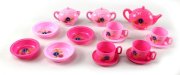 Floral Summer Time Pretend Play Toy Tea Set w/ Cups, Saucers, Bowls, Tea, Sugar Pots, & Creamer
