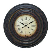 Benzara 89240 Wall Clock, Vintage Inspired Pattern, Dark Brown Finish