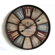  iCasso 12" Vintage Crown Colourful London Country Style Non-Ticking Silent Wood Wall Clock