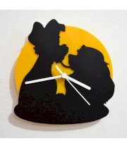 Blacksmith Lady and the Tramp Black & Yellow Silhouette Wall Clock