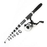 Black Foam Coated 8 Section 1.9M Fish Rod Pole Spinning Reel