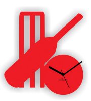 Cricket Set Wall Clock Red, From Zeeshaan